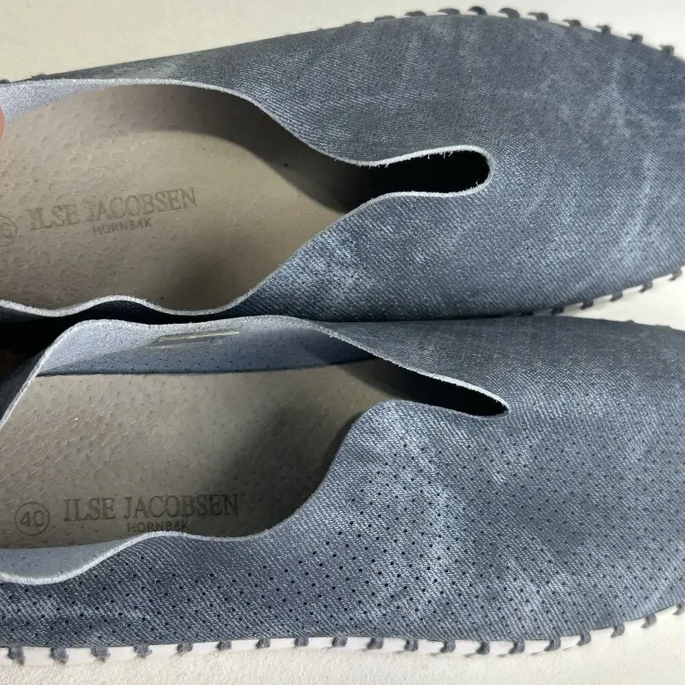 Isle Jacobson Women’s Blue EUR 40 US 10 Hornbak Tulip Perforated Loafers